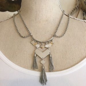 Vendome silver tassel double chain necklace NWT